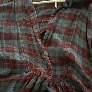Free People large Plaid Button-Up Shirt